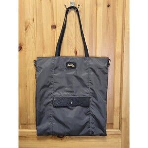 PAUL & JOE SISTER GREY & BLACK NYLON TOTE BAG SHOPPER CAT INTERIOR DOUBLE STRAPS